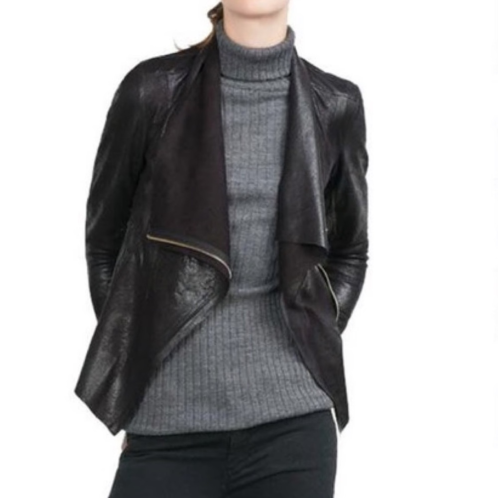 Zara Black Leather Blazer